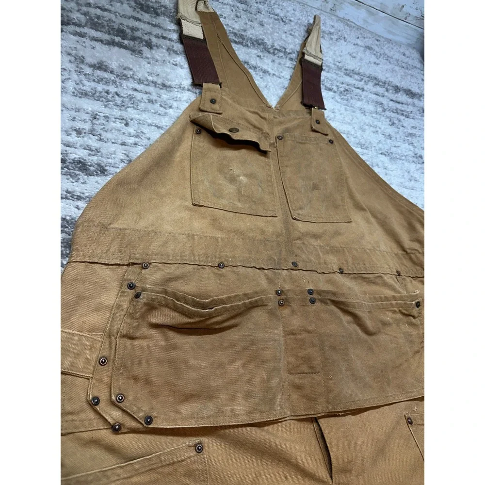 Vintage Carhartt Bib Overalls Mens 48x28 Duck Canvas Double Knee Apron Front R03